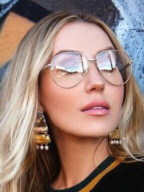 Gucci GG0138S 003 Sunglasses Gold Aviator Frame, Transparent Lenses